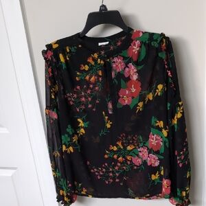 Cabi Black Floral Blouse XS